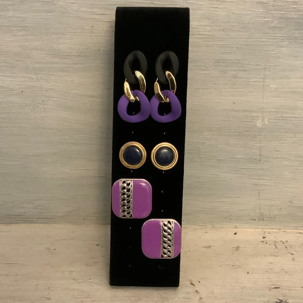 Vintage Set of 3 Fashion Statement Earrings Good Condition‎